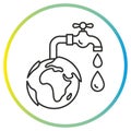 saving world water icon, water tap with drops of water, natural water reserves